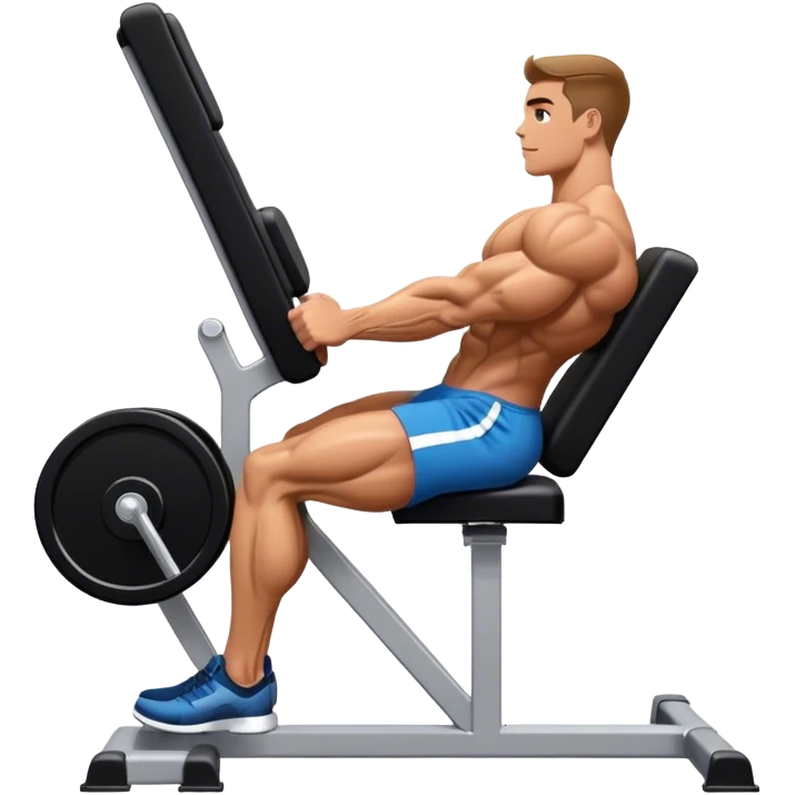 side-view bodybuilder seated weighted calf-raise machine lower leg exercise emoji