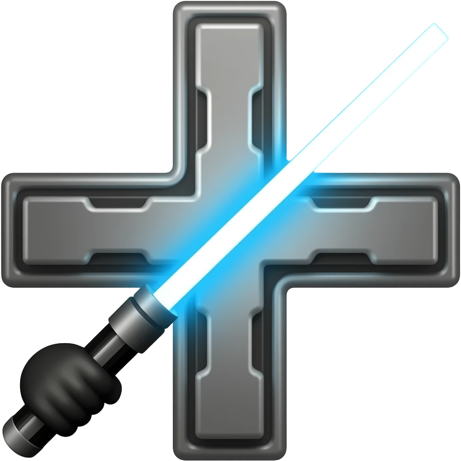 incorrect cross symbol holding a lightsaber emoji