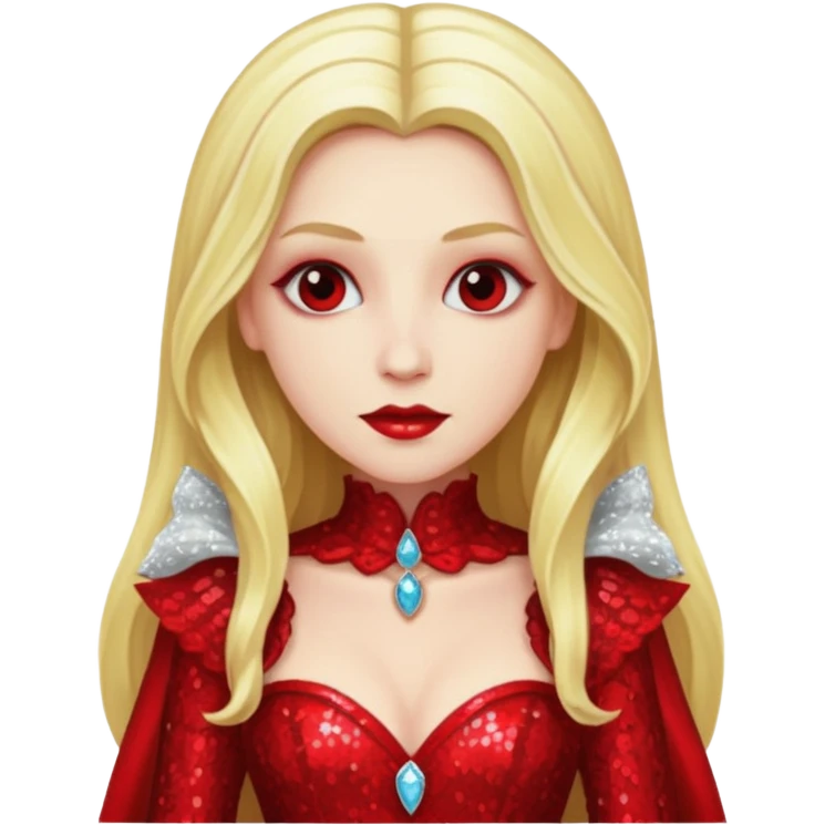 Bride of Dracula with long blonde hair, red sequin outfit emoji