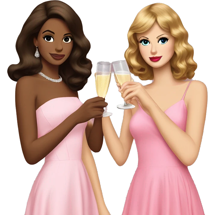 Lana del Rey & Taylor Swift drinking champagne pink dress emoji