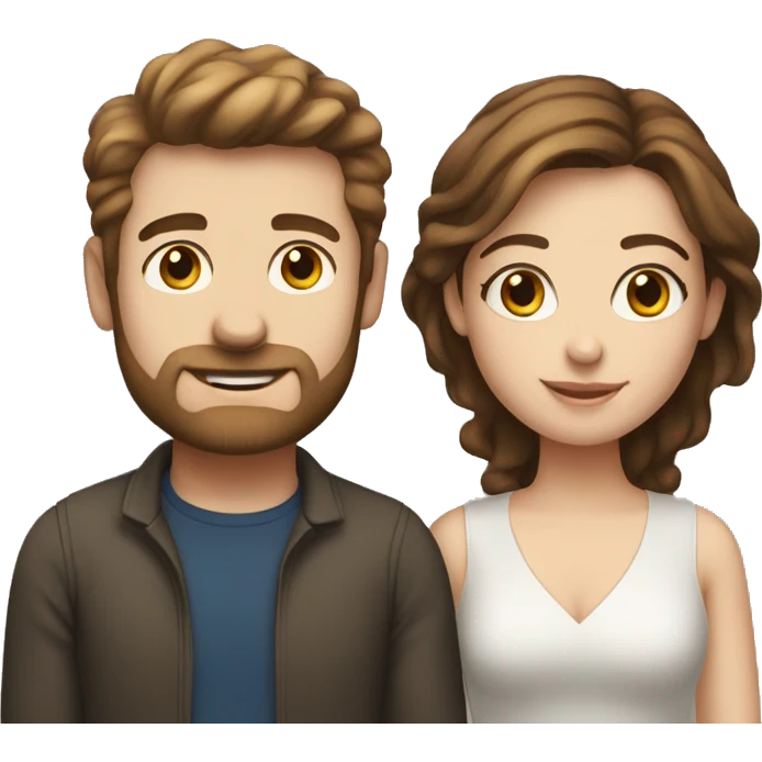 Husband and wife both with brown hair white skin emoji