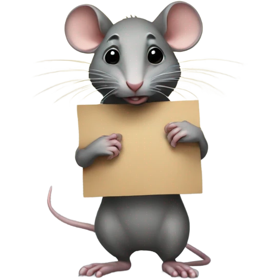 A rat holds a sign "Alinght" emoji