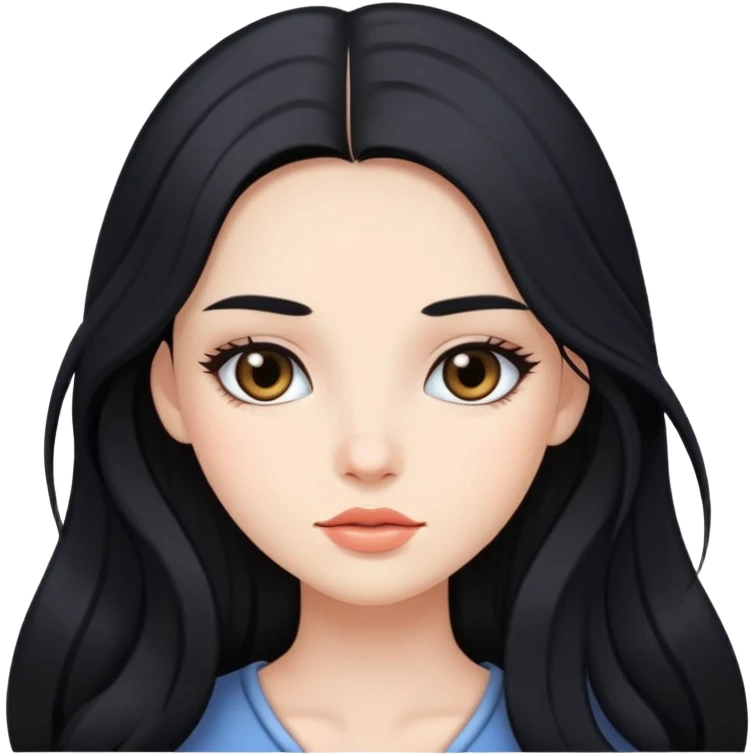 girl with long black hair and soft makeup emoji