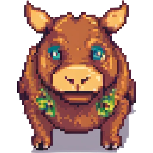 Pumbaa as a pixel art character, simplified shapes, retro video game look emoji