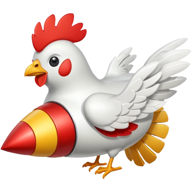 flying chicken on rocket emoji
