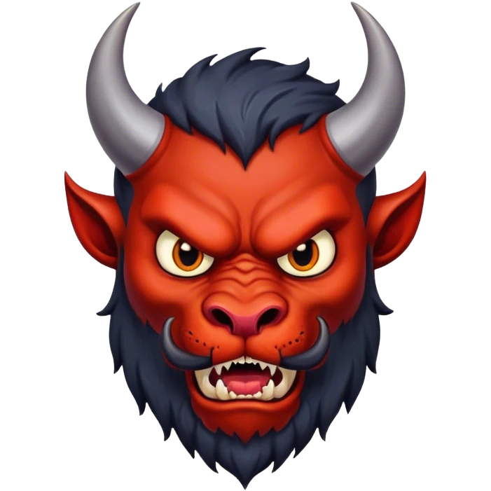 Cabeza de diablo con barba, moreno claro emoji