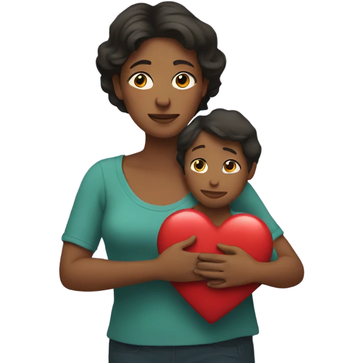 Mother holds her heart in her arm emoji