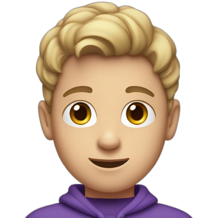 13 year old white boy fron The Netherlands wearing jogging pants and a purple sweater emoji