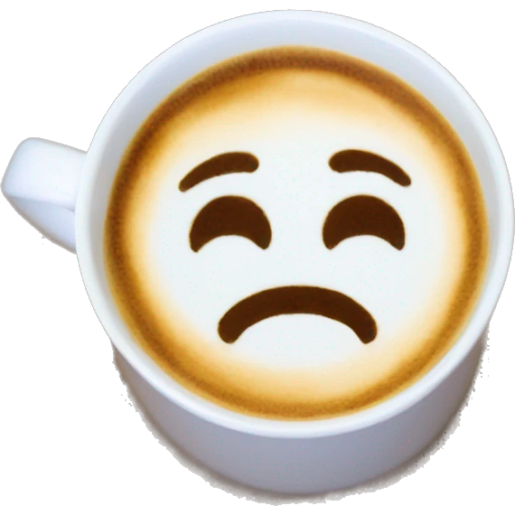 Latte art in a white coffee mug  emoji
