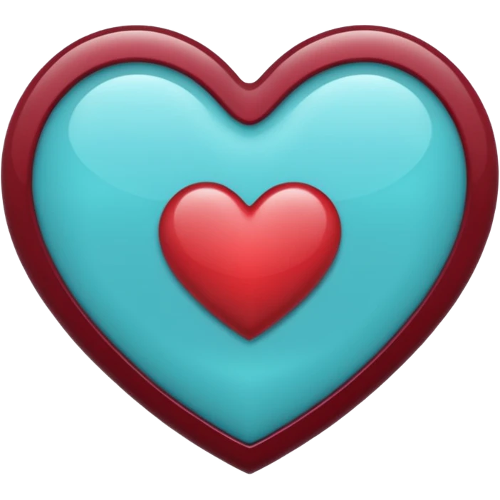 I need a heart with teal, maroon, and light blue in it. emoji
