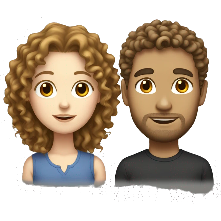 white boyfriend with curly hair and brunette white girl emoji