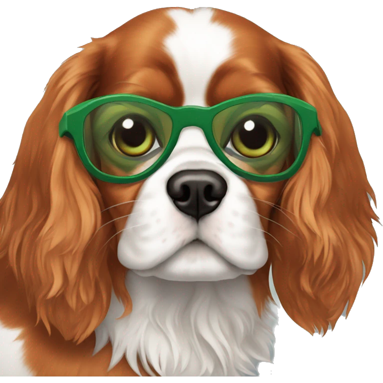 Cavalier King Charles With green glasses emoji