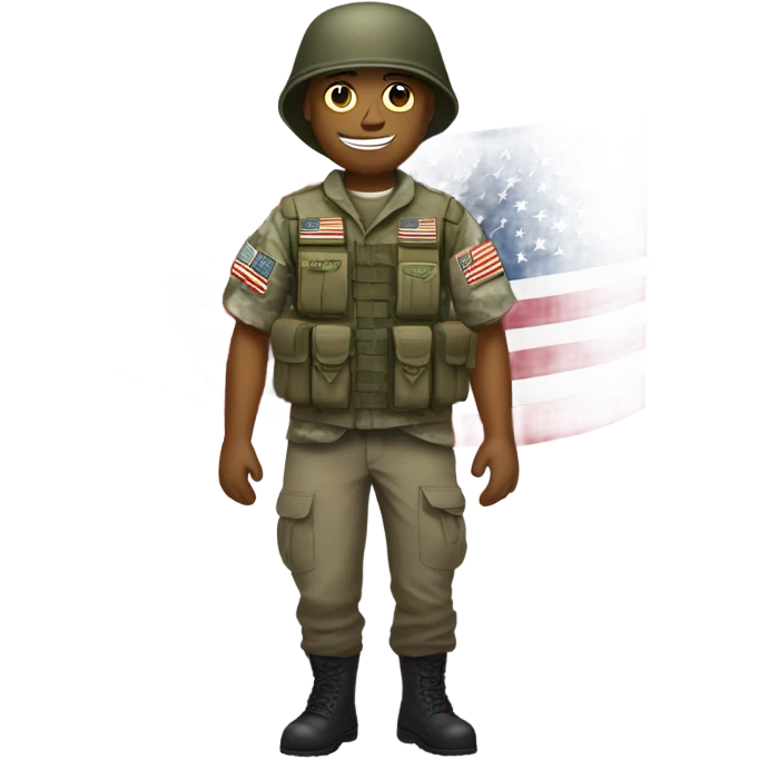 military cosplay with american flag emoji