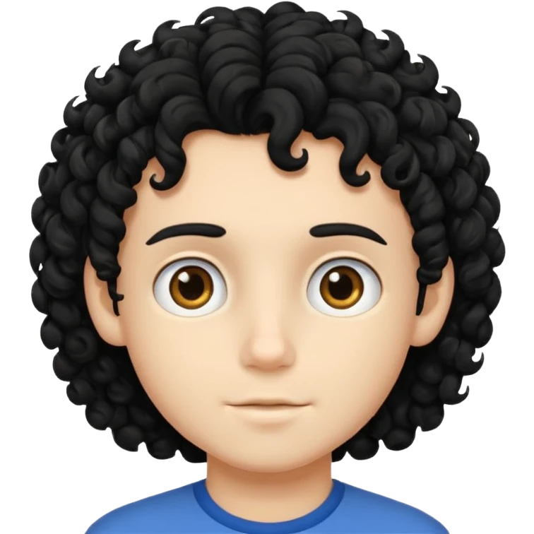 Menino branco de cabelo cacheado preto  emoji