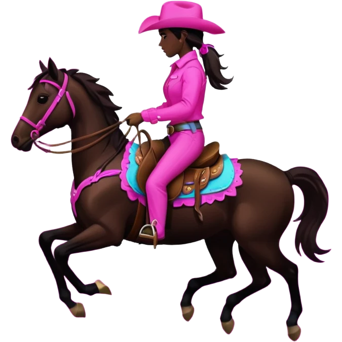 Neon cowgirl silhouette emoji