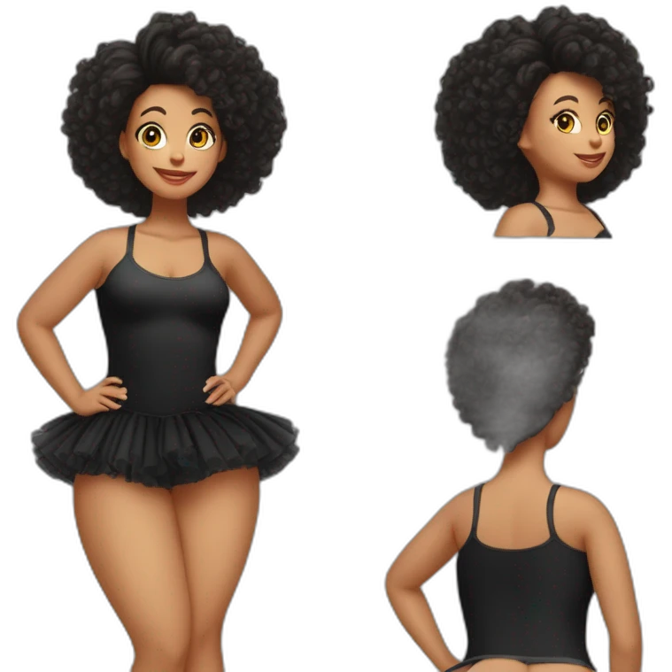 curvy-beauty-black-tutu top plan view and view from below emoji