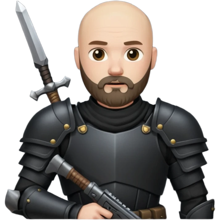 bald bearded  armed guards black armour emoji