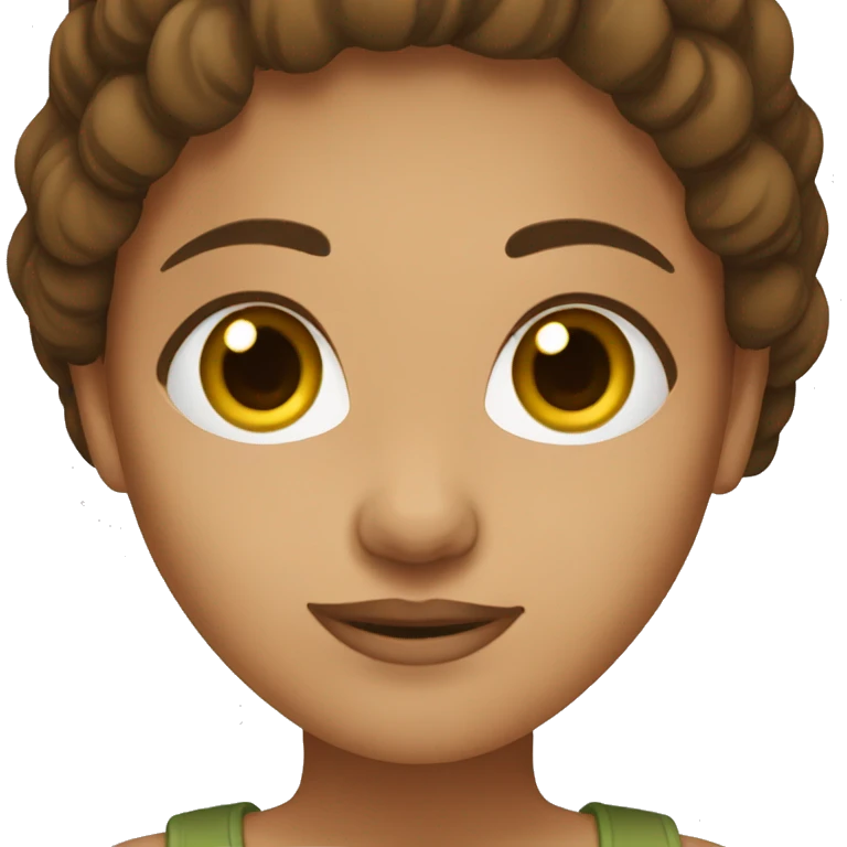 Brown hair, brown eyes, olive skin, woman emoji