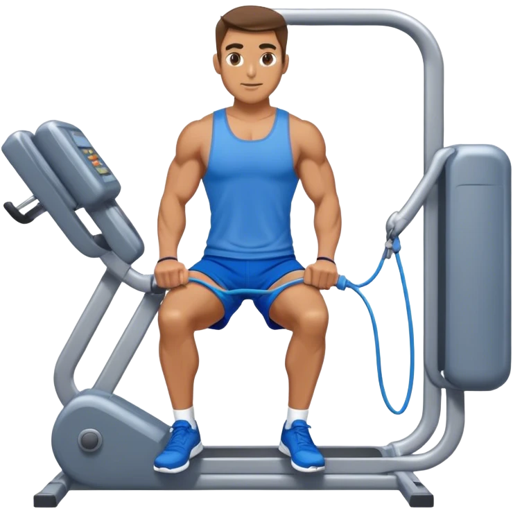 fit man with blue shorts using cable-machine emoji