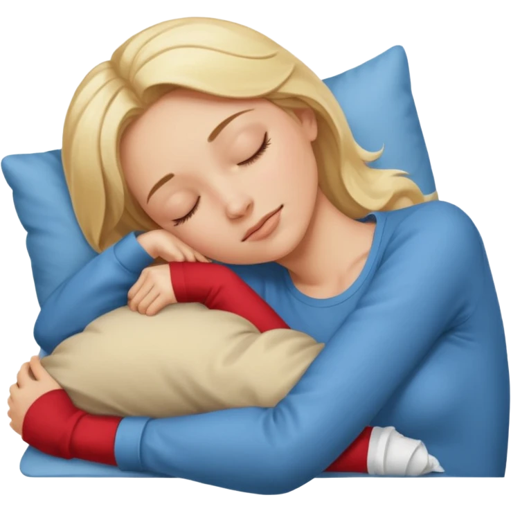 blonde woman sleeping on back with arms crossed emoji