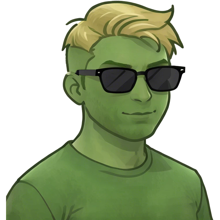 Blonde guy with greenish blur eyes emoji