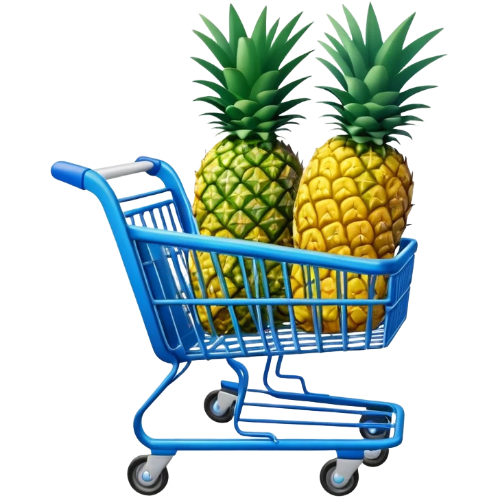 blue shopping cart with pineapples emoji