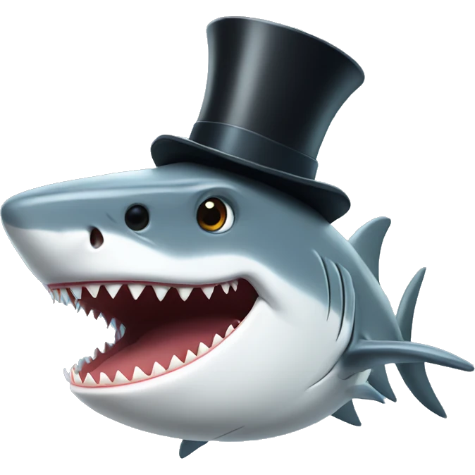 Shark with a top hat emoji