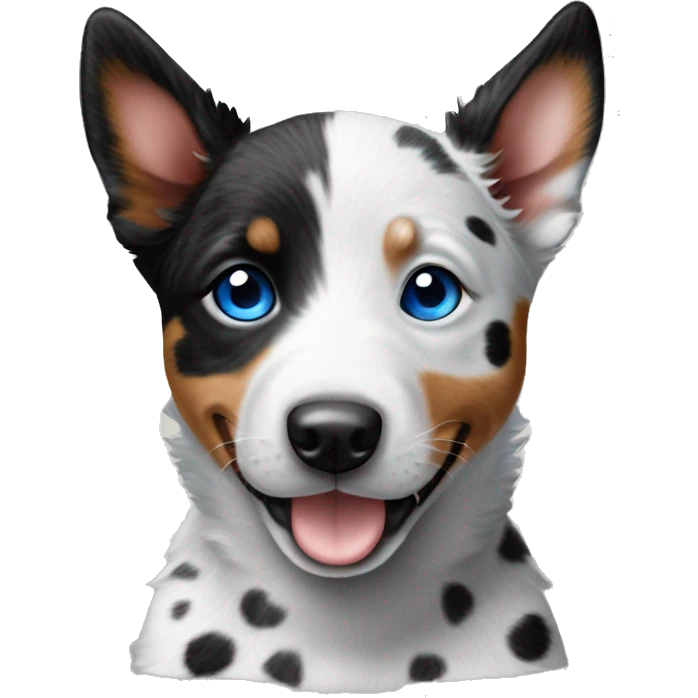 Black and white spotted Australian cattle dog blue eyes puppy  emoji