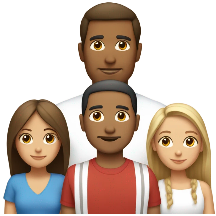 Puerto rican beard short brown hair  with blond long hair woman and brown long hair girl Family  emoji