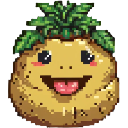 smiling potato tuber with mouth and eyes emoji