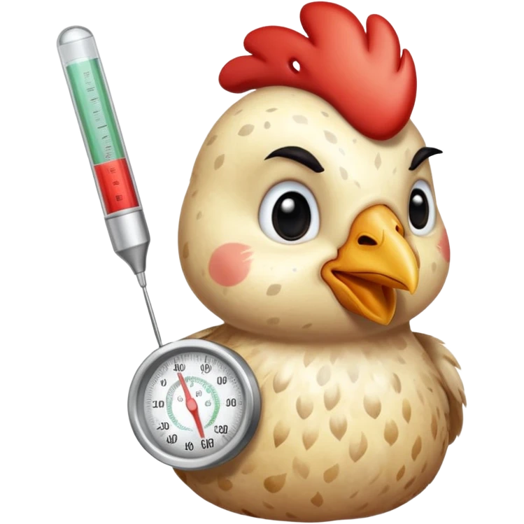 sick chicken with a thermometer in its mouth emoji