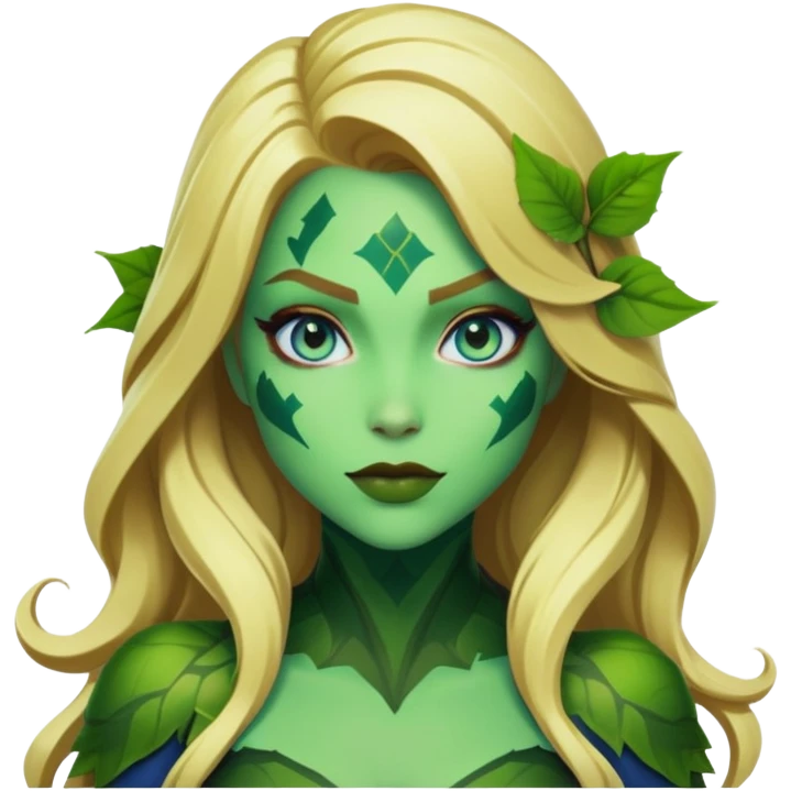 poison ivy fortnite skin with blue eyes. With green lips and blonde hair emoji