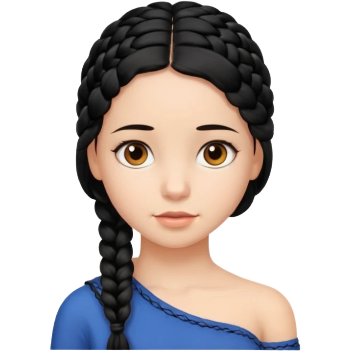 Girl with black braid  on one shoulder  emoji