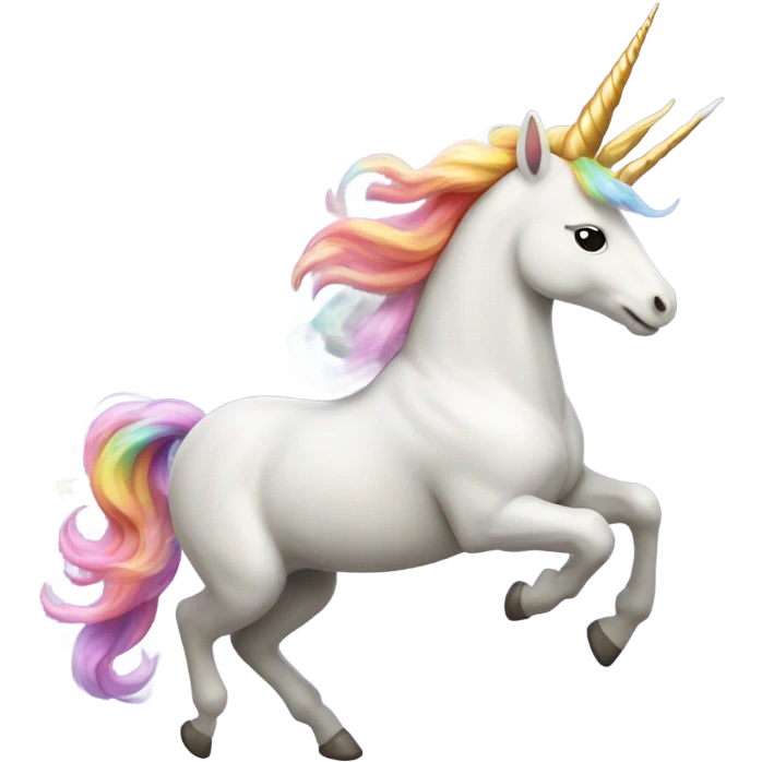 Flying unicorn with rainbow horn emoji
