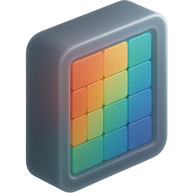 matte glass style 3D object with a colorful tile pattern visible inside emoji