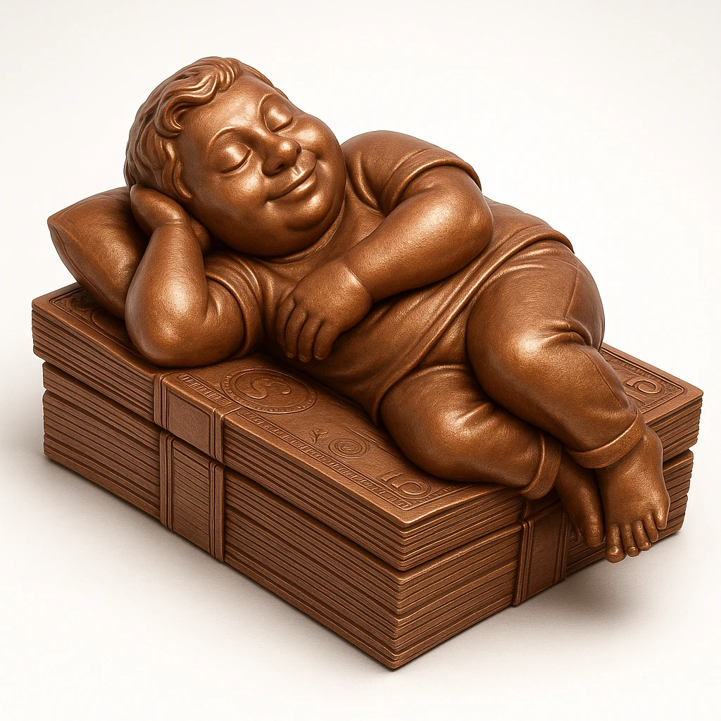 happy person napping on mattress of money emoji