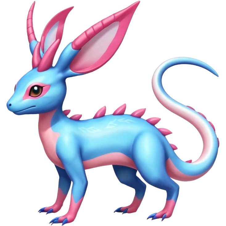 Shiny Horned Helioptile-Salandit-Sylveon-AmauraFakémon-hybrid-creature (full body)  emoji