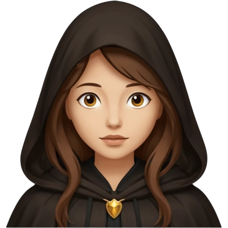 woman in cloak over head, long hair emoji