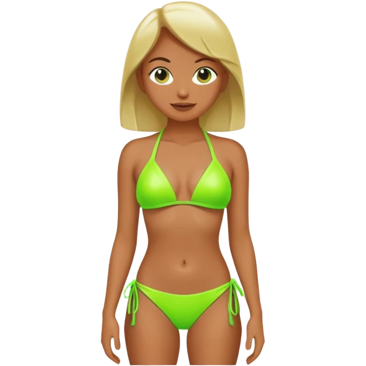 neon green bikini, glossy, no background emoji