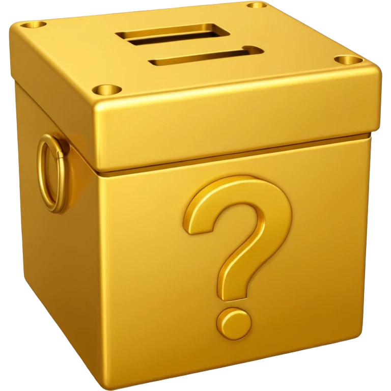 сгенерируй смайл loot box в стили классических смайлов с вопросом 
золотой, не деревянный, а пластиковый
более смайликовый стиль. 3d emoji