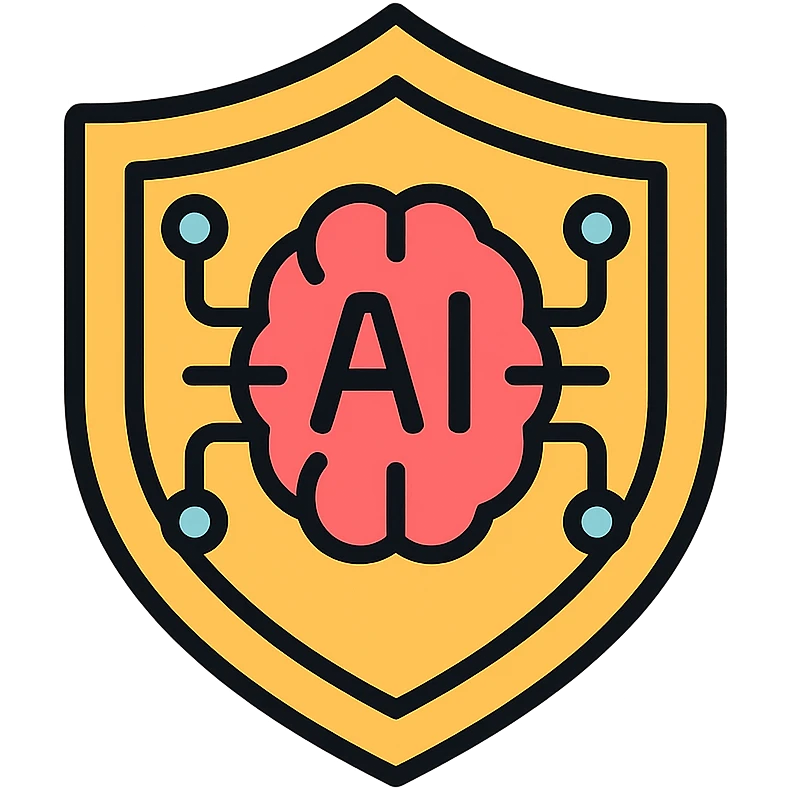 ai security, color outline icon style, clean lines, technology theme emoji