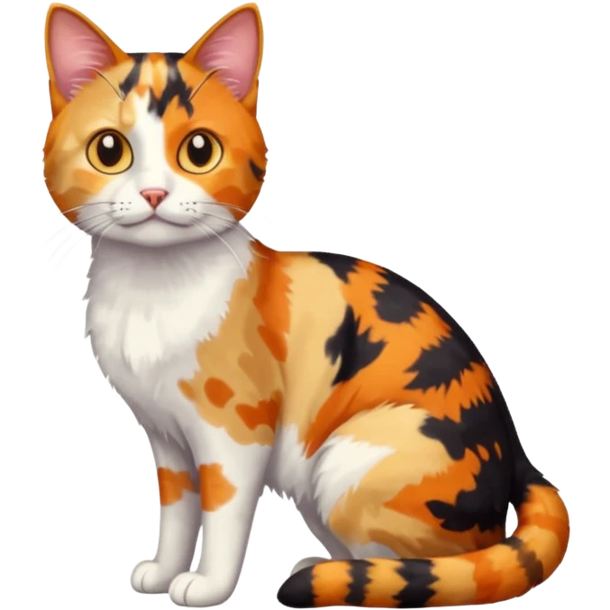 full body anxious looking colourful patchy calico tabby cat emoji