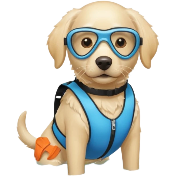 White labrador with snorkel and and swimmers vest emoji