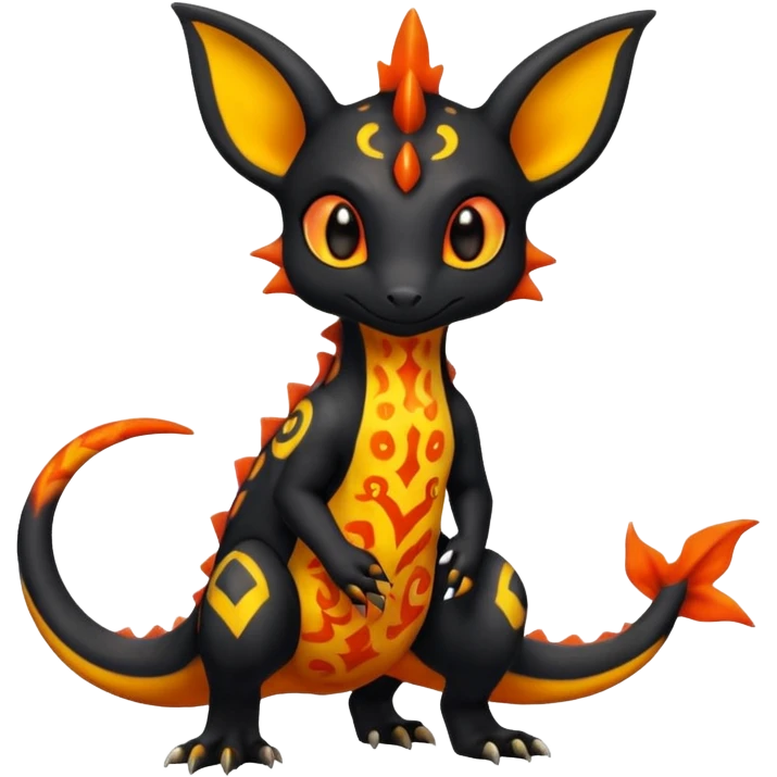Shiny Cute Spooky Salandit-Umbreon-Charmeleon-Fakémon-hybrid-creature (full body)  emoji