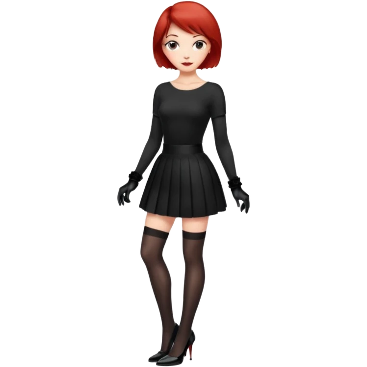 Mistress red short hair long black gloves small skirt black stockings high heels italian girl emoji