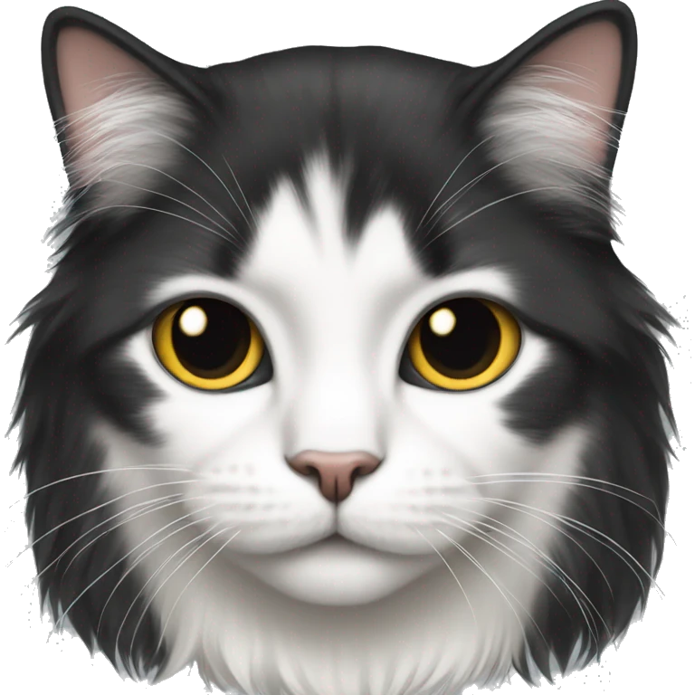long haired cat half black half white emoji