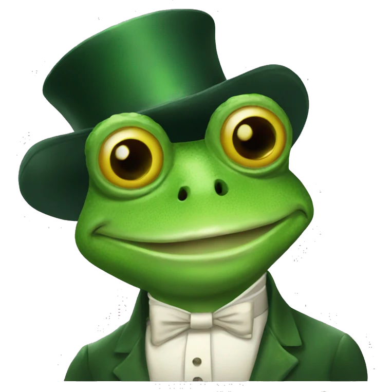 gentleman frog with zylinder emoji