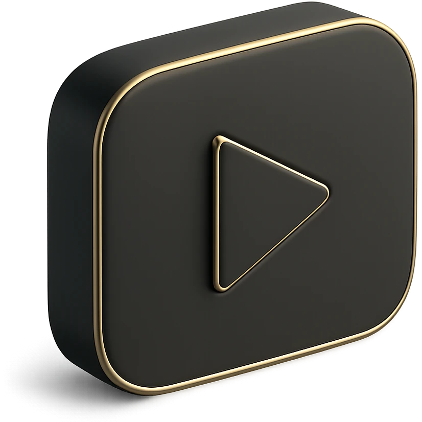 YouTube logo in 3D black style emoji