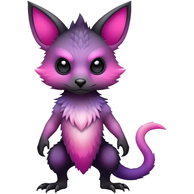 Cool Edgy Black-pink-purple-gradient badass Trico-animal-creature full body emoji