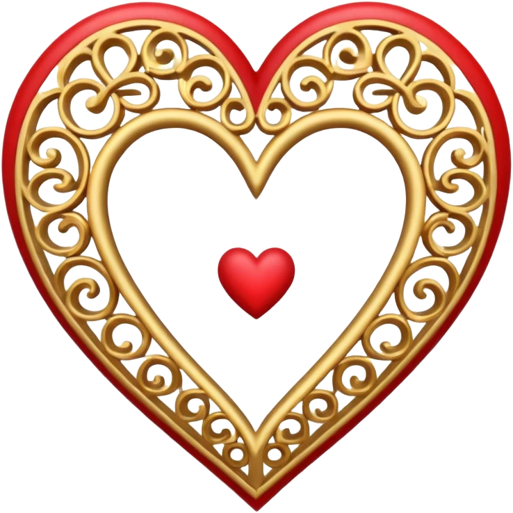 filigree valentine heart design, 3D, very detailed, empty center emoji
